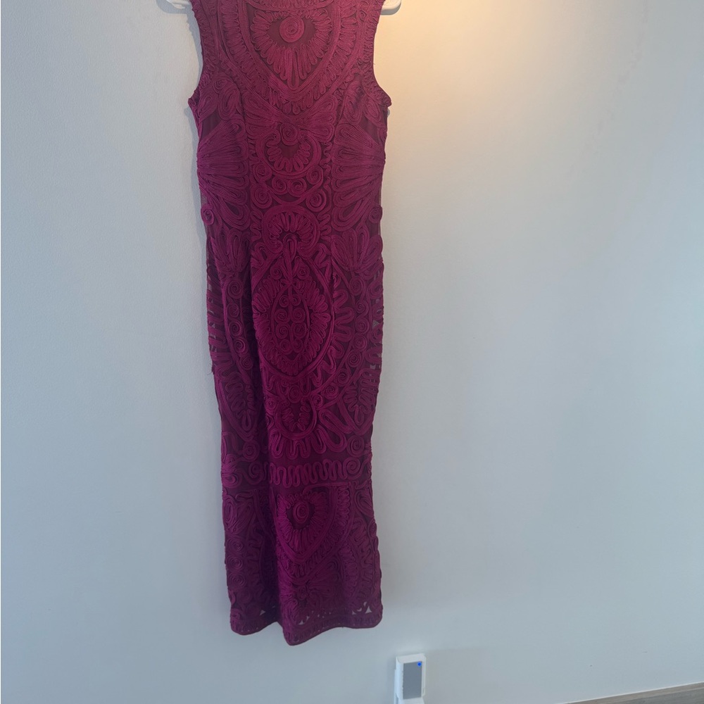 JS Collections Sleeveless Magenta Lace Maxi Dress